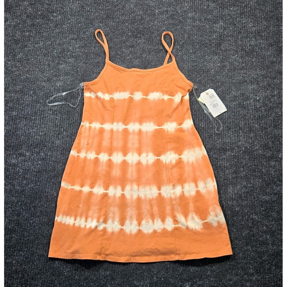 Billabong Orange White Tie Dye Short Sleeveless Scoop Neck Sundress M
